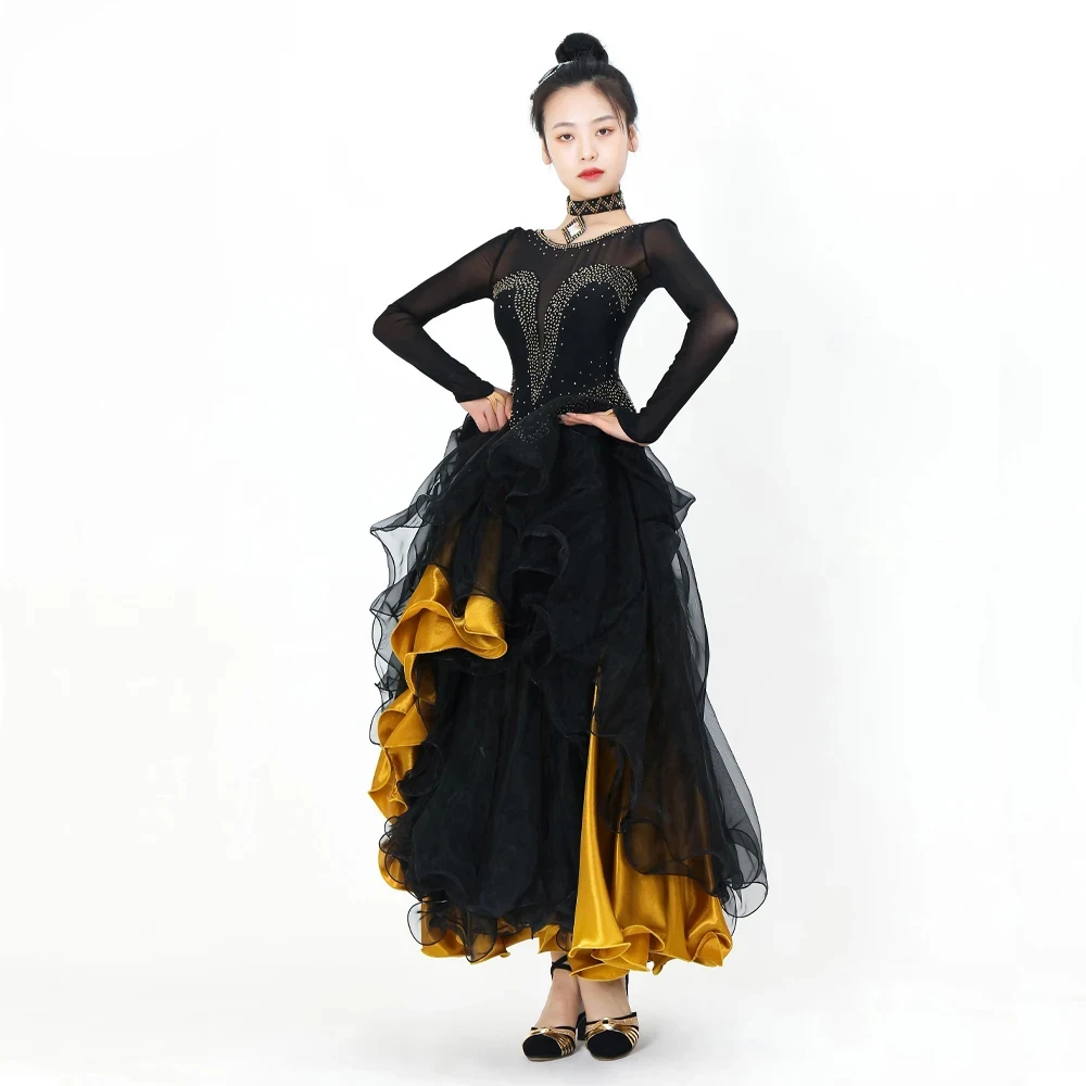 Waltz Dance Suit Ballroom Dress Sequined Outfits Modern Costume Stage Competition Woman Clothing Flamenco 2025 Long Sleeves Sets