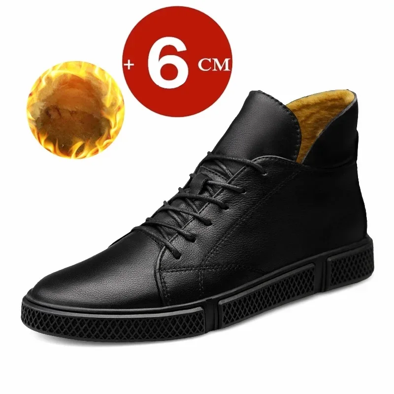 Elevator Men Shoes for Autumn and Winter Height-increasing Boots for Inner Height 6cm Men's Business Casual Genuine Leather Shoe