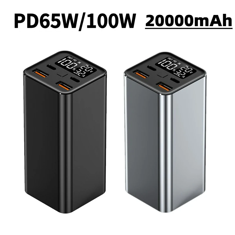 

20000mAh Power Bank Type C PD 100W Fast Charging Powerbank External Battery Charger For Smartphone Laptop Tablet iPhone Xiaomi