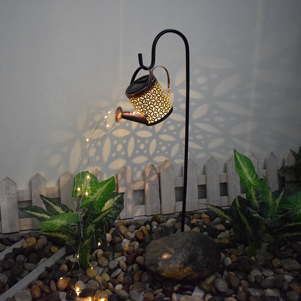 Solar Watering Can with Lights Outdoor Solar Garden Lights Decro Solar Lights Waterproof Hanging Lantern for Yard Patio