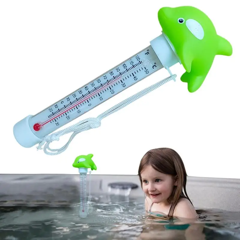 Testador de temperatura da piscina dos desenhos animados testador de temperatura da água para piscina resistente a estilhaços acessórios da banheira com corda
