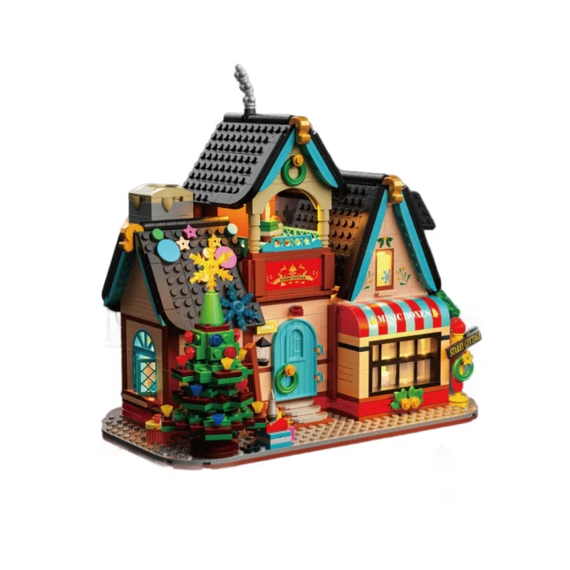 Creative Architecture City Street View Mini Block Starry Cottage Building Brick House Toys With Light Collection For Gifts