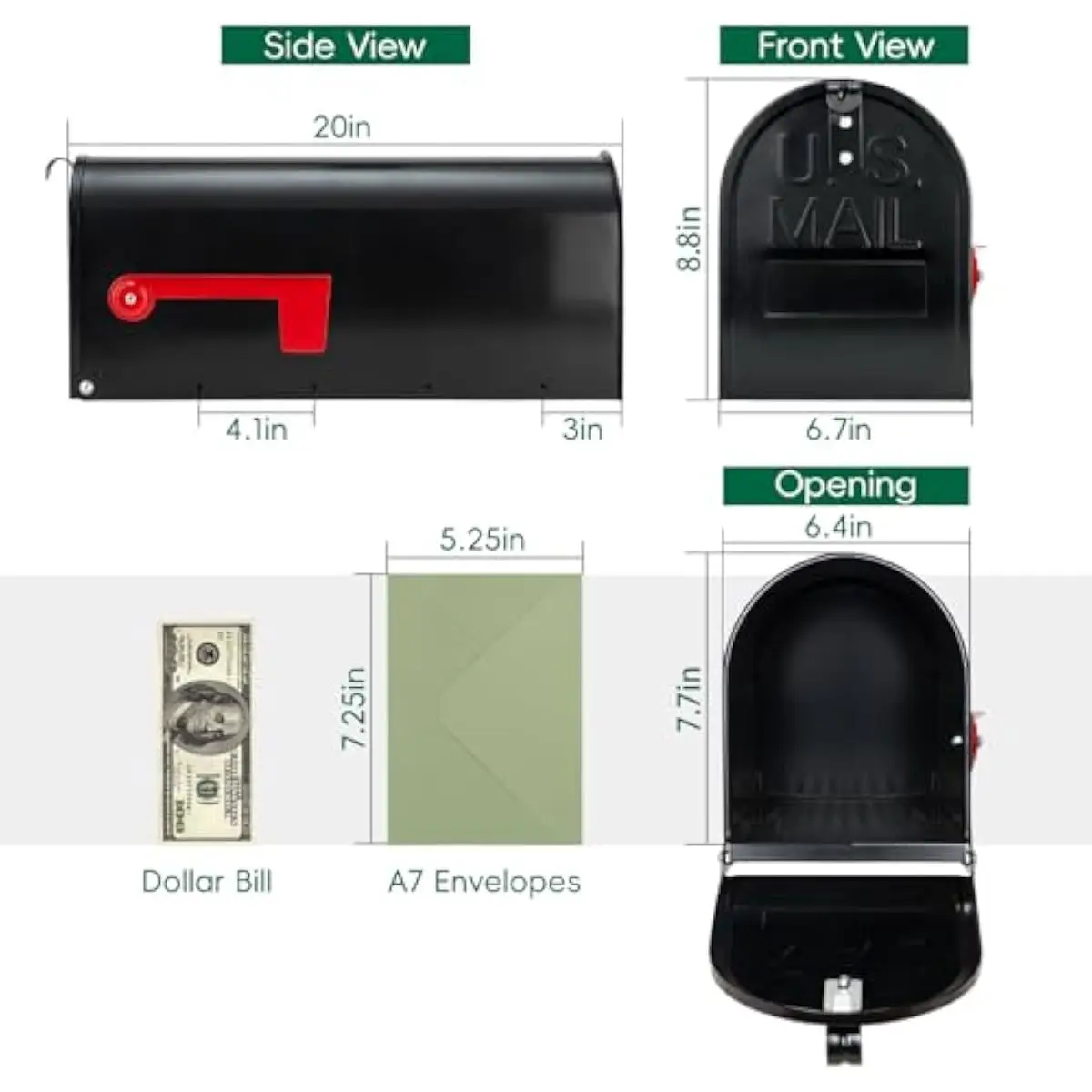 Heavy-duty galvanized steel outdoor mailbox with weatherproof powder coating lockable door spacious 20-inch interior reinforced