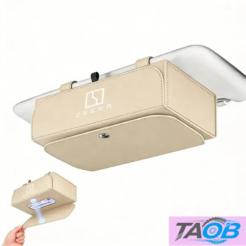 For ZEEKR Car Sun Visor Tissue Holder, One-Hand Access Tissue Box Cover, Skin-Feel Leather Light Luxury Interior Organizer