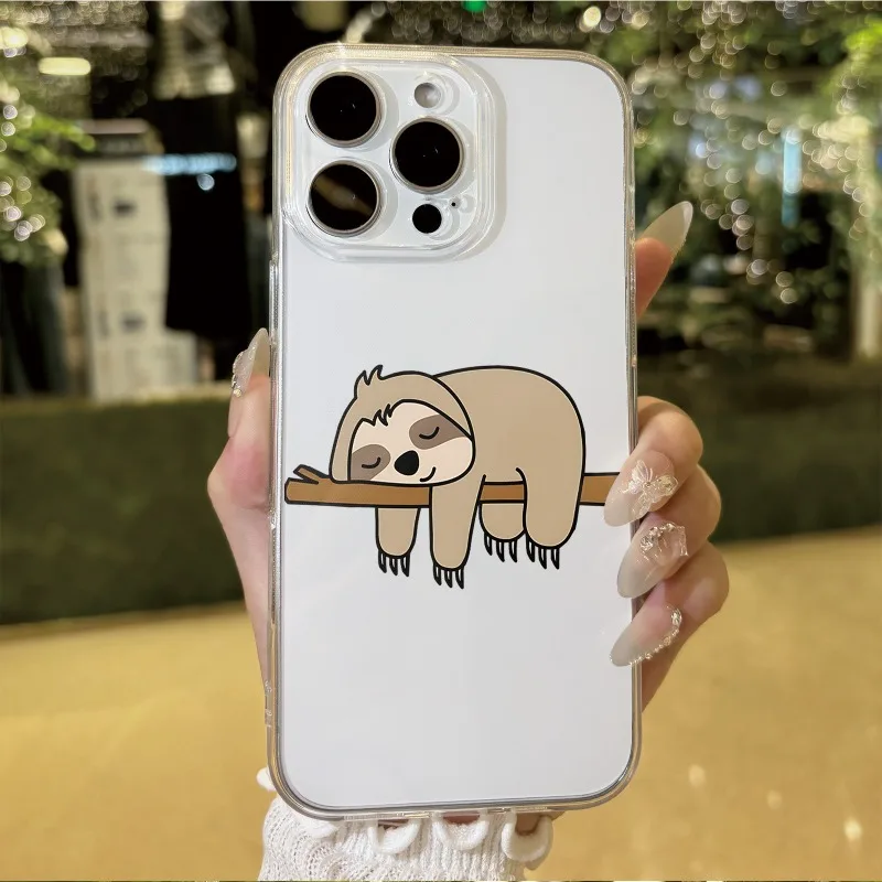 

Sleeping sloth pattern phone case for iPhone 17 16 15 14 13 12 11 Pro/ Max/Plus shock-proof rear cover anti-fingerprint