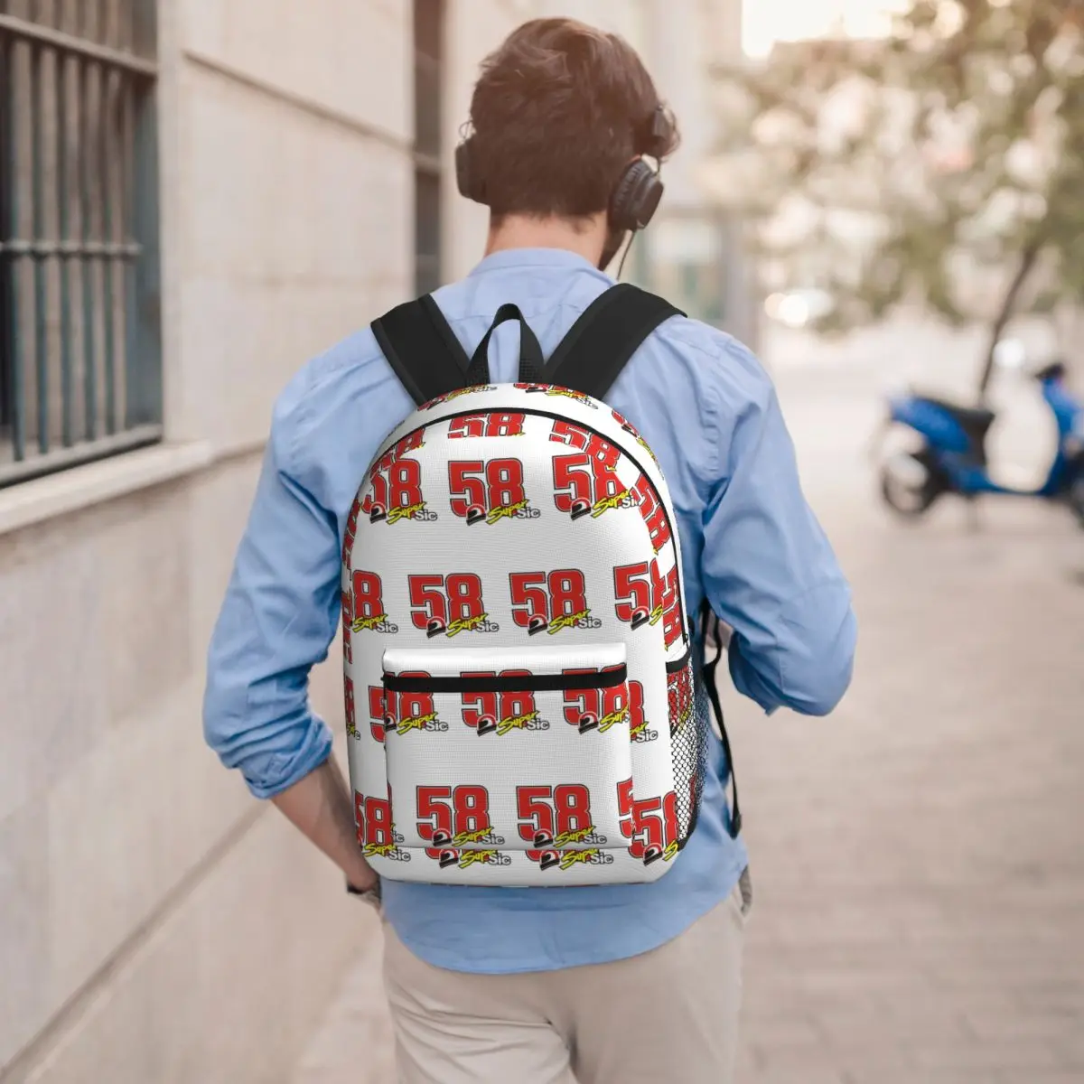 Marco Simoncelli 58 Super Sic Student Backpack School Bag Hiking Travel Daypack for Boys Girls Bookbag Shoulder Bags
