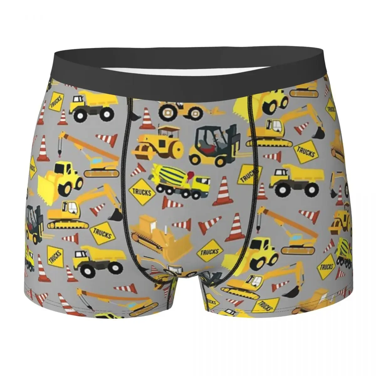 Boxer Underpants Shorts Construction Trucks Party - Excavator, Dump Truck Panties Men's Breathable Underwear for Homme Man