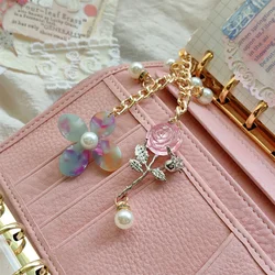 Pink Rose Style Pendant for Journal Notebook Organizer Decoration Cute Planner Accessories