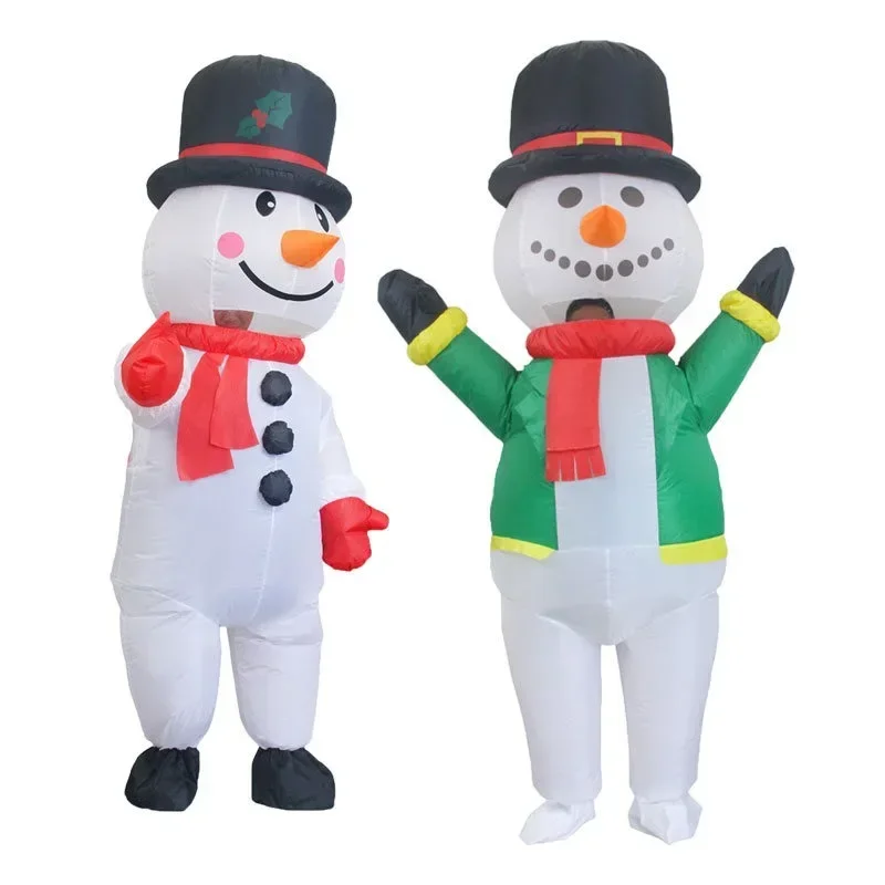 Christmas Carnival Annual Party Adult Funny Cosplay Cartoon Anime Gentleman Top Hat Snowman Dress Up Inflatable Costume Gift