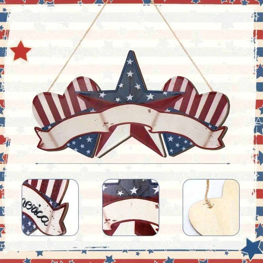 Patriotic Wooden Sign Day Decor Rustic Wall Hanging Plaque Ornament For Home Door Festival Atmosphere