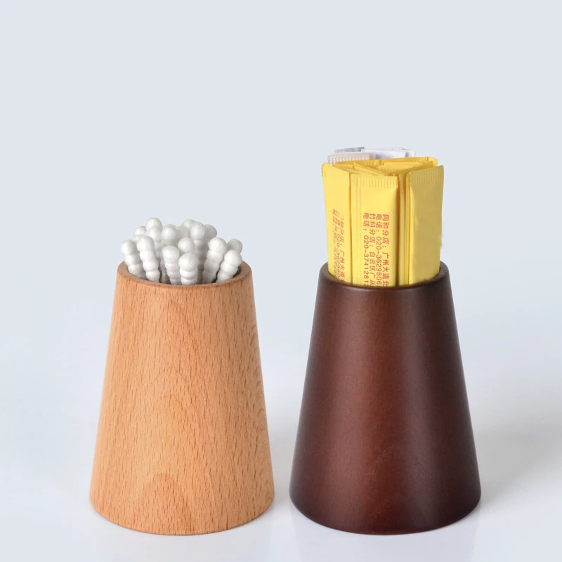 

HeMu Wooden toothpick barrel creative portable toothpick box home restaurant restaurant toothpick barrel cotton swab box