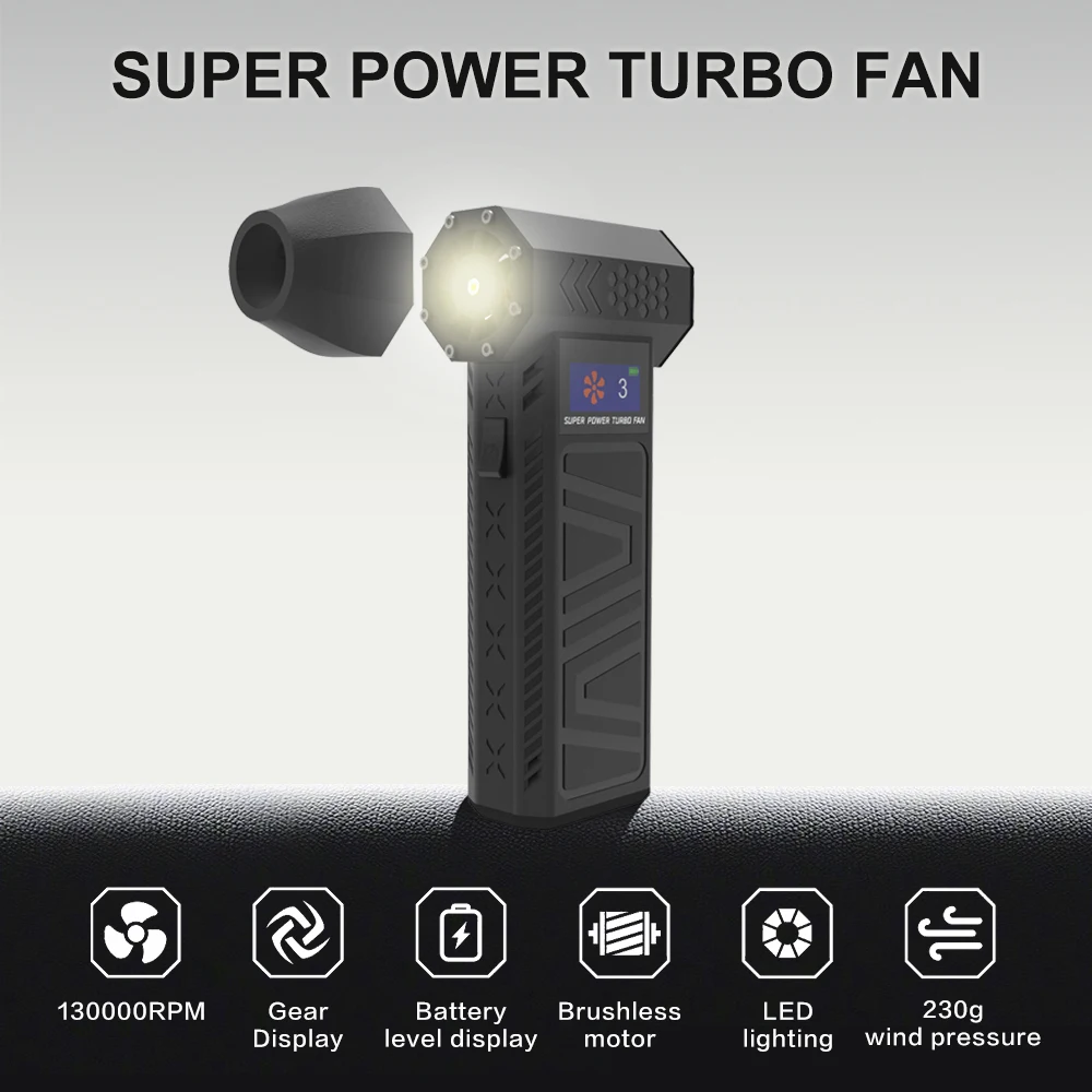 

Violent Fan X3-M Display Version 130,000 RPM Powerful Air Blower Type-C Charging Strong Wind 52 m/s Brushless Turbo Jet Blower