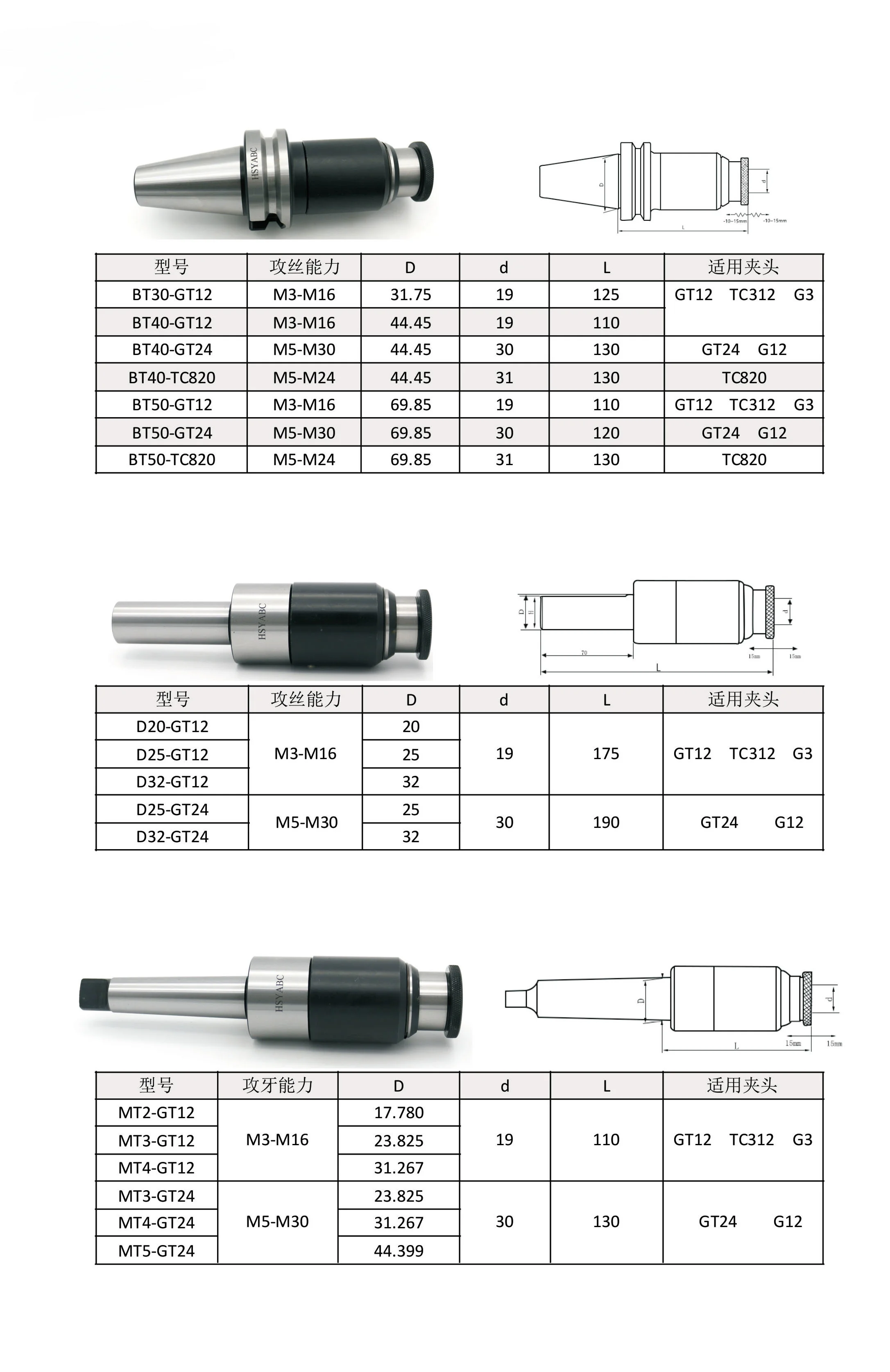 Tap Chucks Overload Protection MORSE Tapper MT2 GT12 BT30 BT40 NT30 NT40 GT24 MT3 GT12 MT4 Tapping Chuck CNC Machine Collet