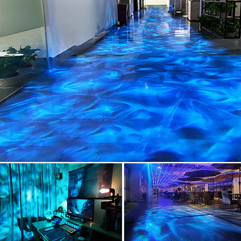 Zewnętrzny, wodoodporny projektor LED z efektem fal wodnych, dynamiczne fale oceaniczne na Halloween, Boże Narodzenie, imprezy, do ogrodu, sypialni, dekoracje świąteczne.