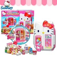 Hello Kitty new cute cartoon kawaii girl simulation kitchen small refrigerator children's play house set toy birthday gift