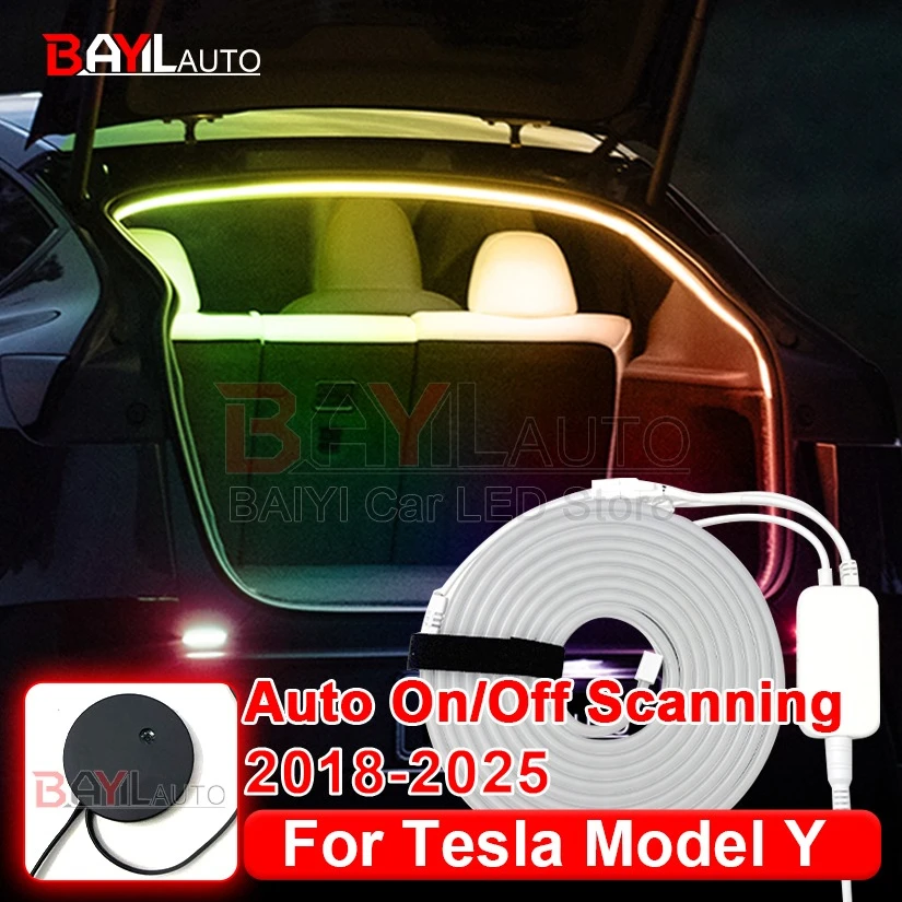 

Для Tesla MODEL Y 2018-2025 светодиодная задняя светодиодная лента для багажника, модифицированное RGB освещение, гибкий свет для MODEL Y Juniper/Launch