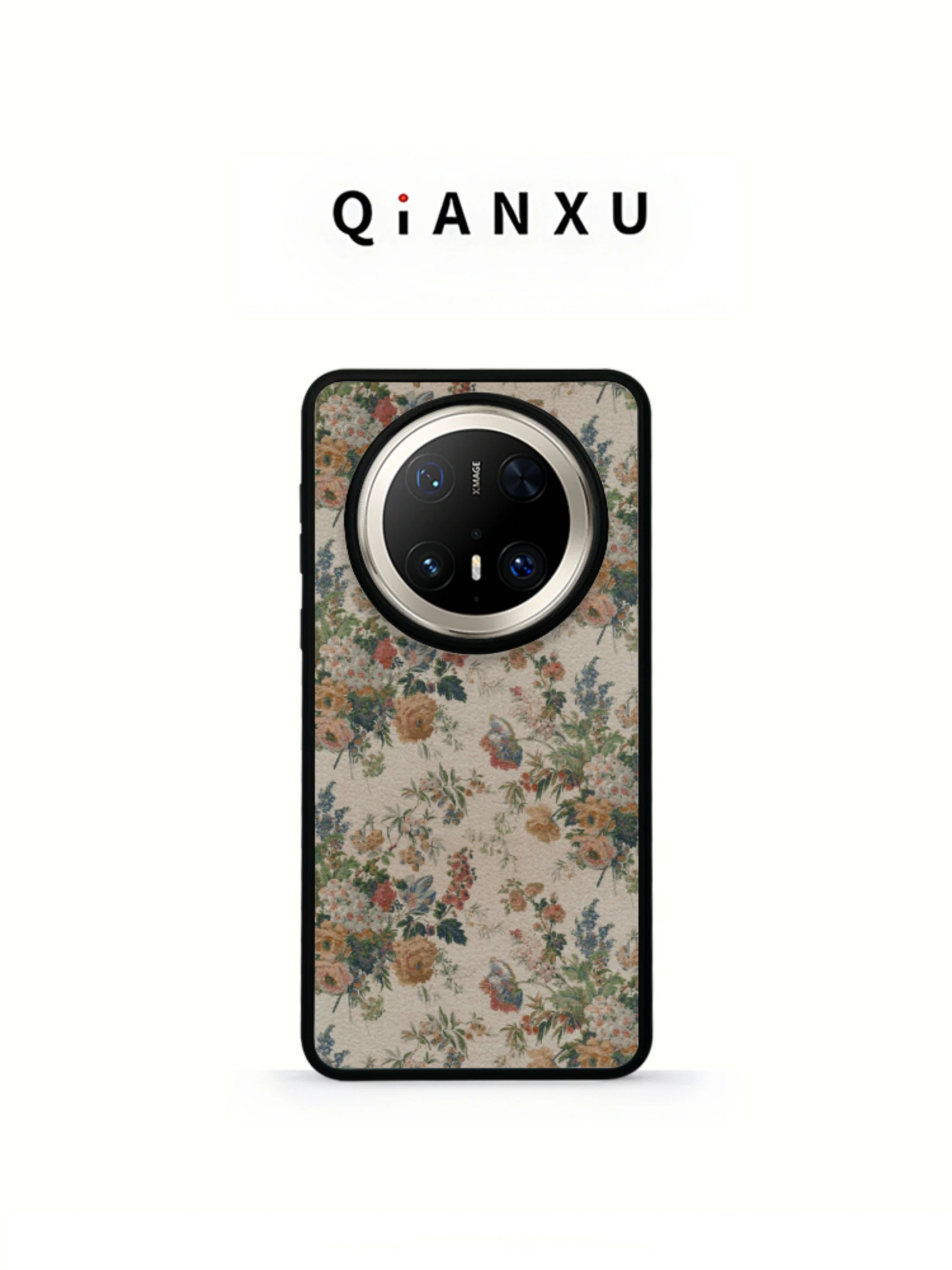

QX Leather Floral Patterned Phone Case for Mate 70 pro Women's Style Vintage Hand Strap Compatible with Mate 60 And M70