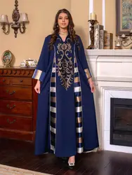 Djellaba – Robe Longue à paillettes pour Femme, tenue Musulmane, broderie, Wy25