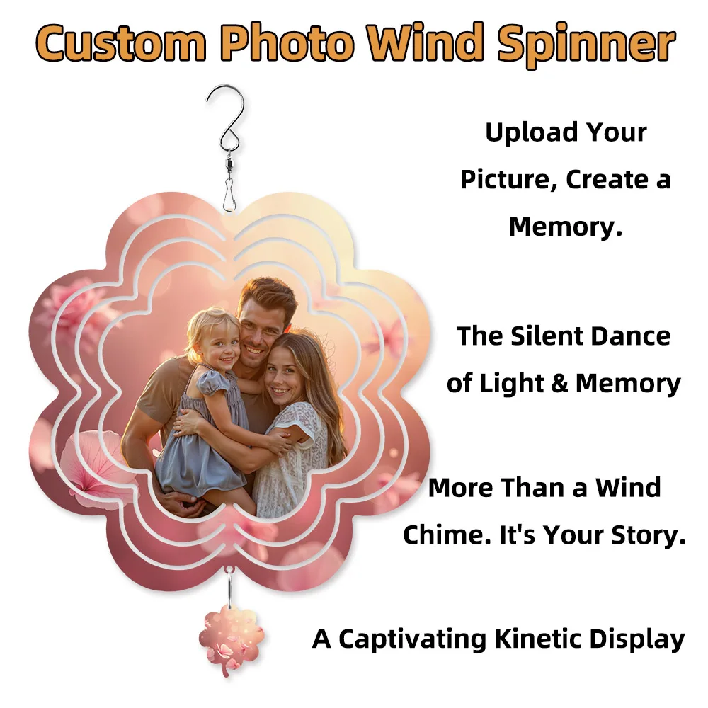 

Custom Wind Spinner Sublimation Aluminium Personalized Wind Chimes Hanging Ornaments Indoor Outdoor Decor 10 Inch Leaf-Shape