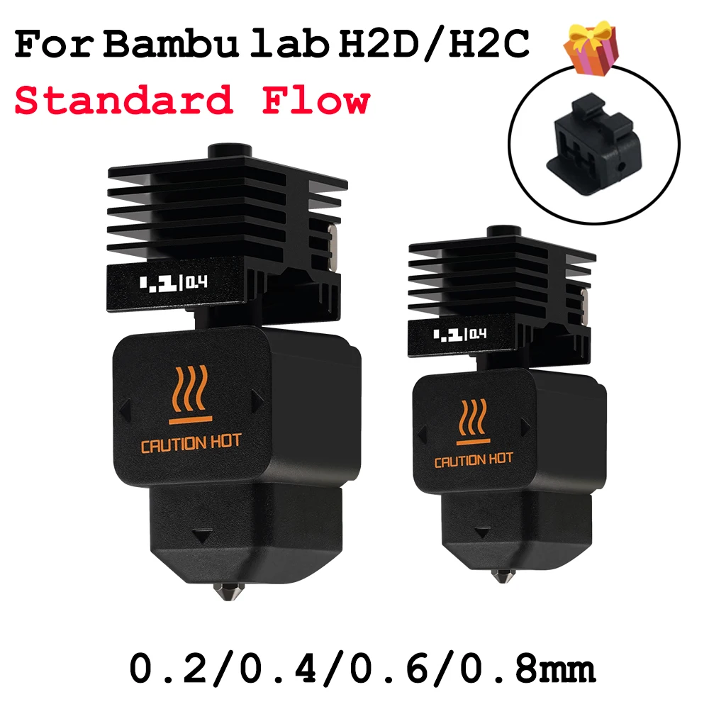 

New High-Quality H2D H2C Hotend Kit with 0.2/0.4/0.6/0.8mm Hardened Steel Nozzles Replacement Hotend Kit for Bambu H2D A1/A1mini