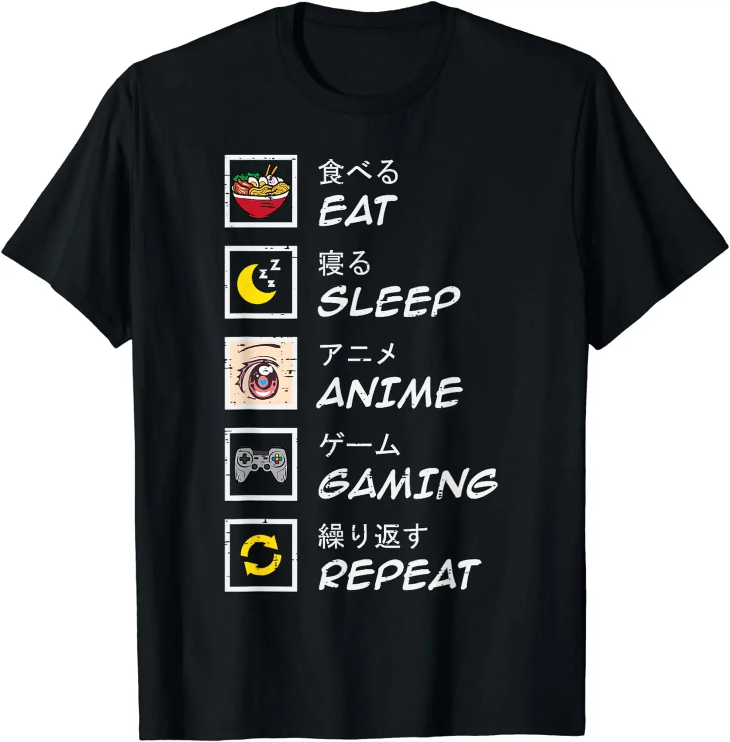 

summer tops men clothing Eat Sleep Anime Gaming Repeat Gamer Teen Boys Girls Kids T-Shirt