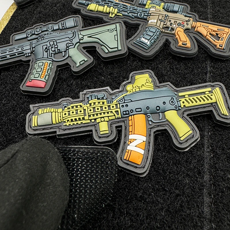 Submachine Q Version gun sniper rifle Patch hook distintivi in PVC Patch tattica in gomma morbida per borsa di abbigliamento accessori fai da te