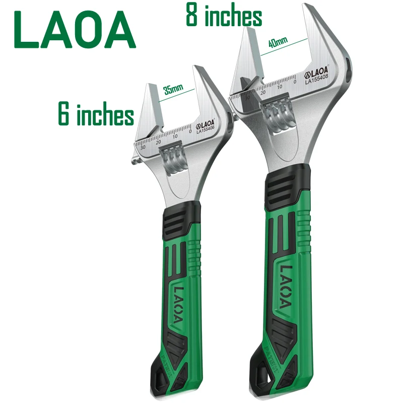 LAOA Thin wide-angle large-opening movable wrench, multifunctional household bathroom movable wrench