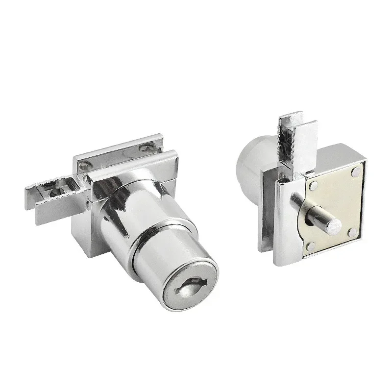 1pc Zinc Alloy H Slide Chute Lock with Key for Jewellery Wine Showcase Cabinet Door Glass Push Furniture Hardware