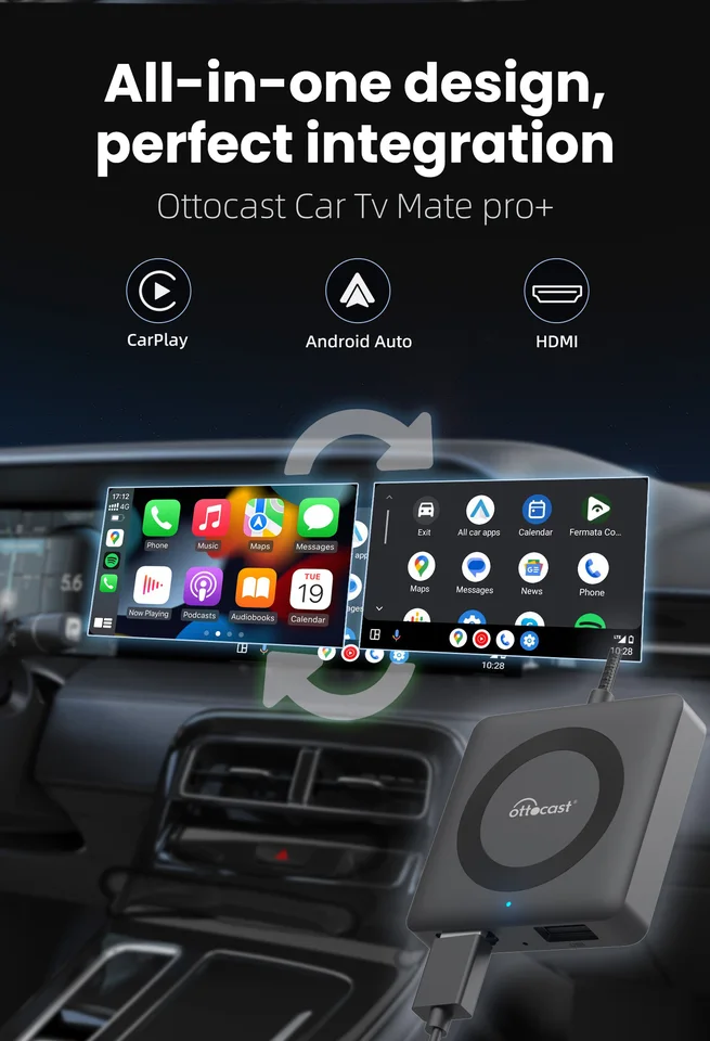 OTTOCAST Car TV Mate Wired to Wireless CarPlay Adapter Android