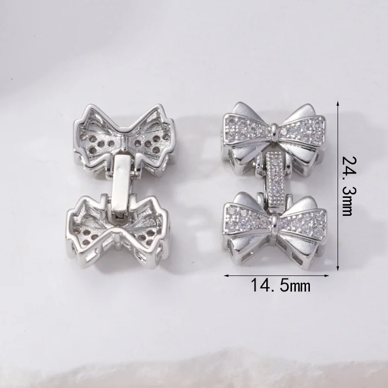 1 Piece Copper Gold-plated Pearl Necklace Connection Buckle Bow Snap Buckle DIY Jewelry Production Material Accessorie Wholesale