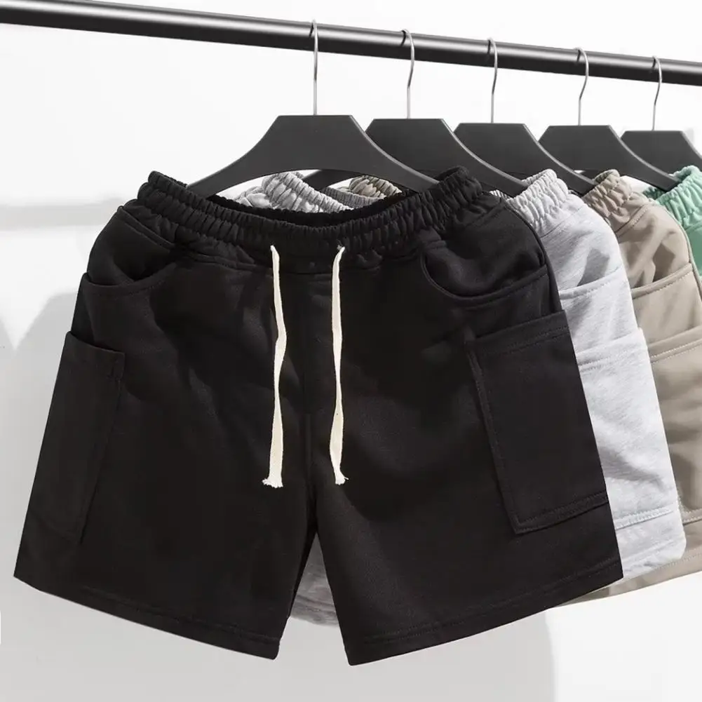 Men Summer Shorts Multiple Pocket Wide Leg Straight Shorts Sports Jogging Vintage Cargo Shorts Drawstring Short Pants Streetwear