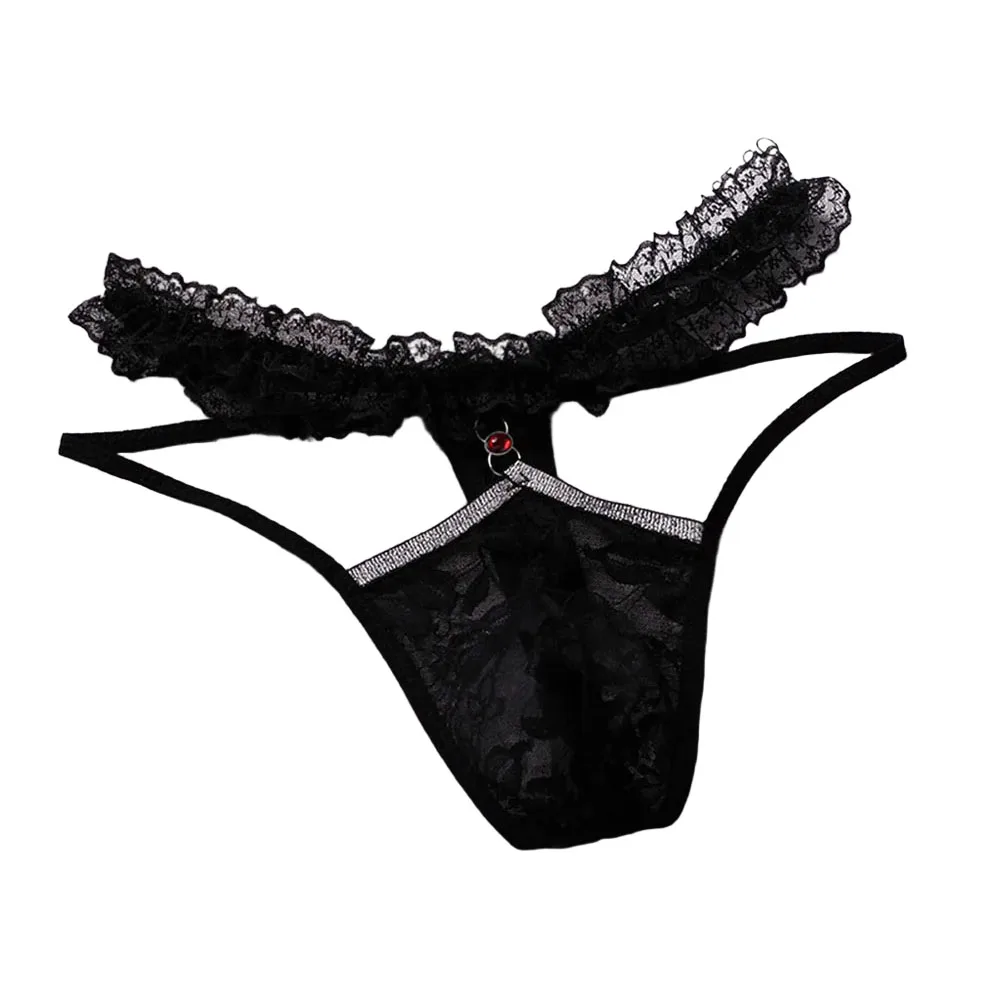 

1 шт., мужские трусы, нижнее белье, прозрачные сетчатые кружевные стринги с Т-образной спинкой, стринги, сексуальные футболки, экзотическое нижнее белье