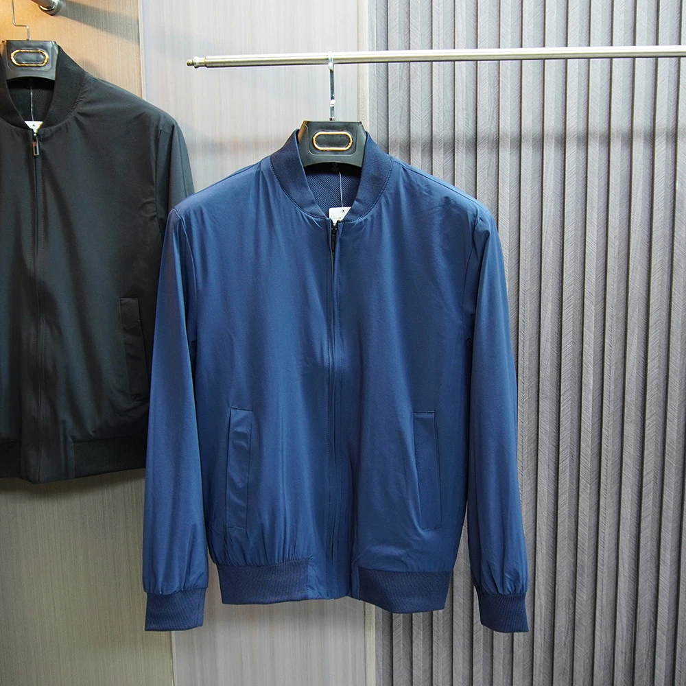 

Водонепроницаемая мужская куртка из полиэстера с воротником-стойкой на молнии, модная универсальная осенняя верхняя одежда из немнущейся ткани
