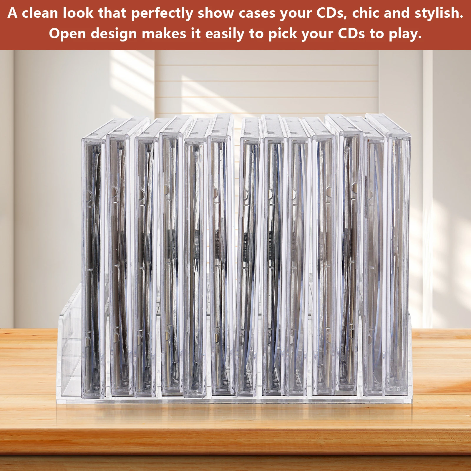 2개 투명 아크릴 CD 홀더 DVD 디스플레이 랙 7 슬롯 바이닐 레코드 스탠드 오거나이저 미디어 선반 아크릴 CD 보관함 트레이