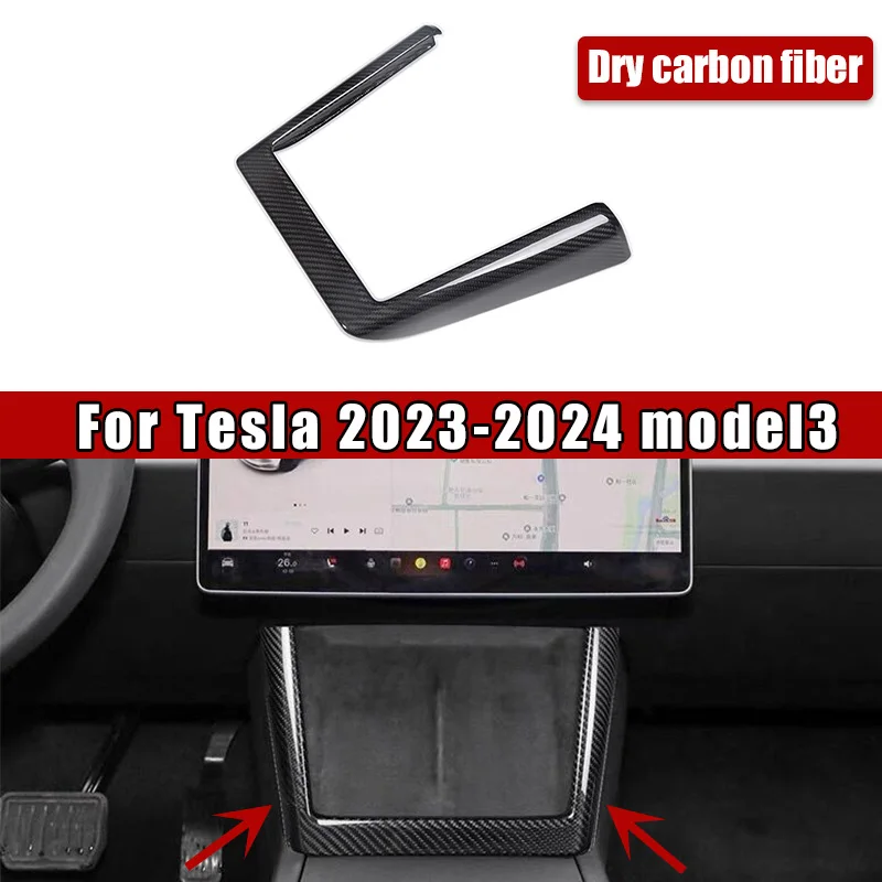 Tesla Model 3+ Highland 2023 2024 center console side frame true carbon fiber wireless charging screen frame cover new 3