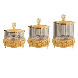 Candy Jar Sugar Bowl Clear Decoration Food Snack Container European Style Biscuit Containers with Lid for Vanity Buffet Wedding