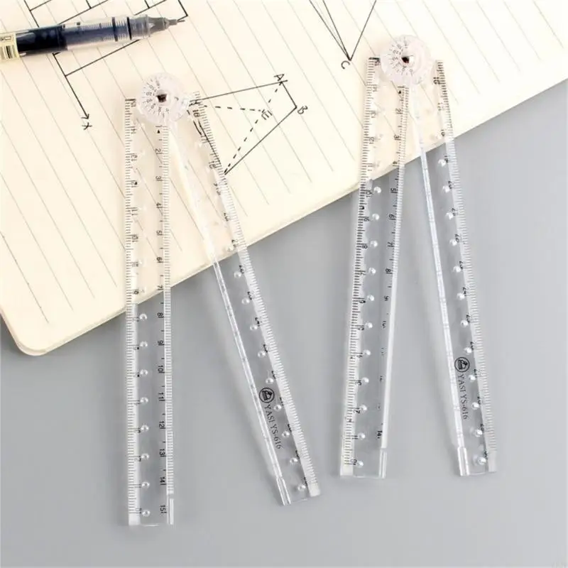 U2JE Clear Acrylics Folding Ruler Straight Ruler for Student Teacher, Math Ruler Measuring Tool Measuring length 0-30cm