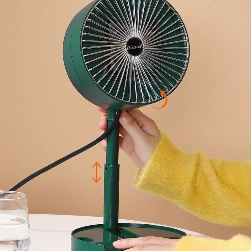 Chauffage soufflant électrique à hauteur réglable, chauffage pièce pliable avec 2 réglages vitesse