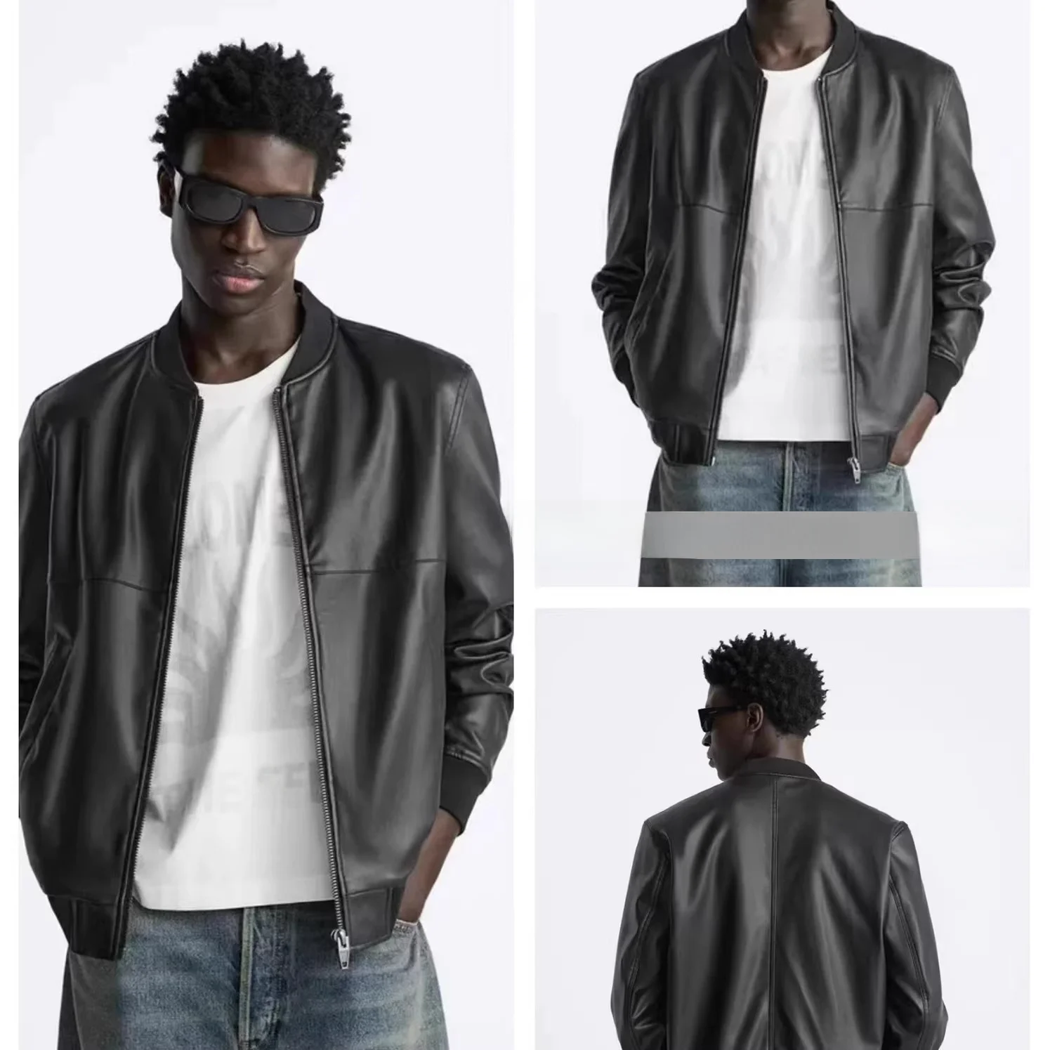 

Новая мужская повседневная куртка-пилот 2024 года, универсальное кожаное пальто с длинными рукавами, осенний сезон, молодежный тренд, приталенный крой, воротник-стойка