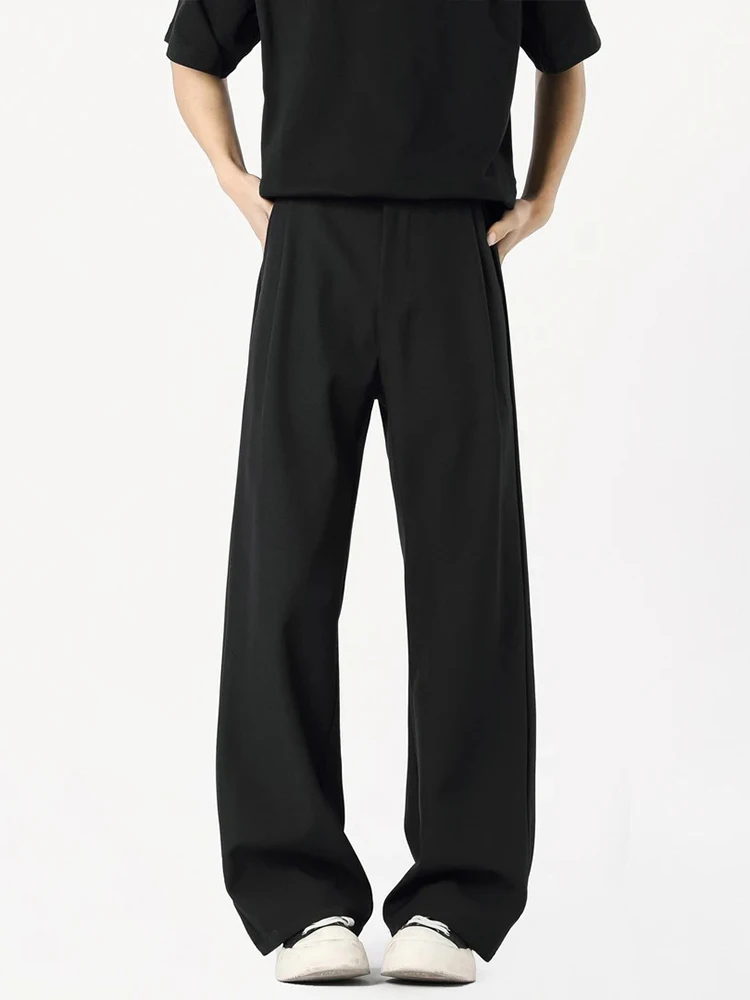 

Мужские брюки-палаццо с высокой талией, прямые, повседневные, удлиненные, для высоких мужчин