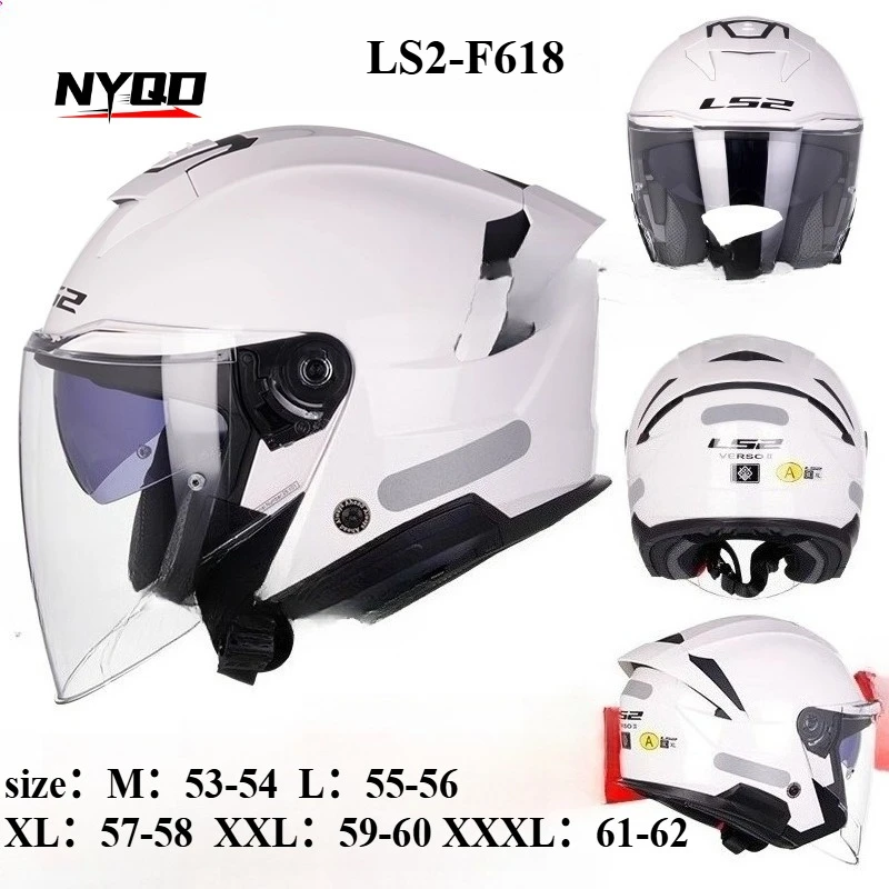 

LS2 OF618 Motorcycle Helmet Capacete 3/4 Open Face Double Lens Scooter Half Helmet Cascos Para Moto helmet motorcycle