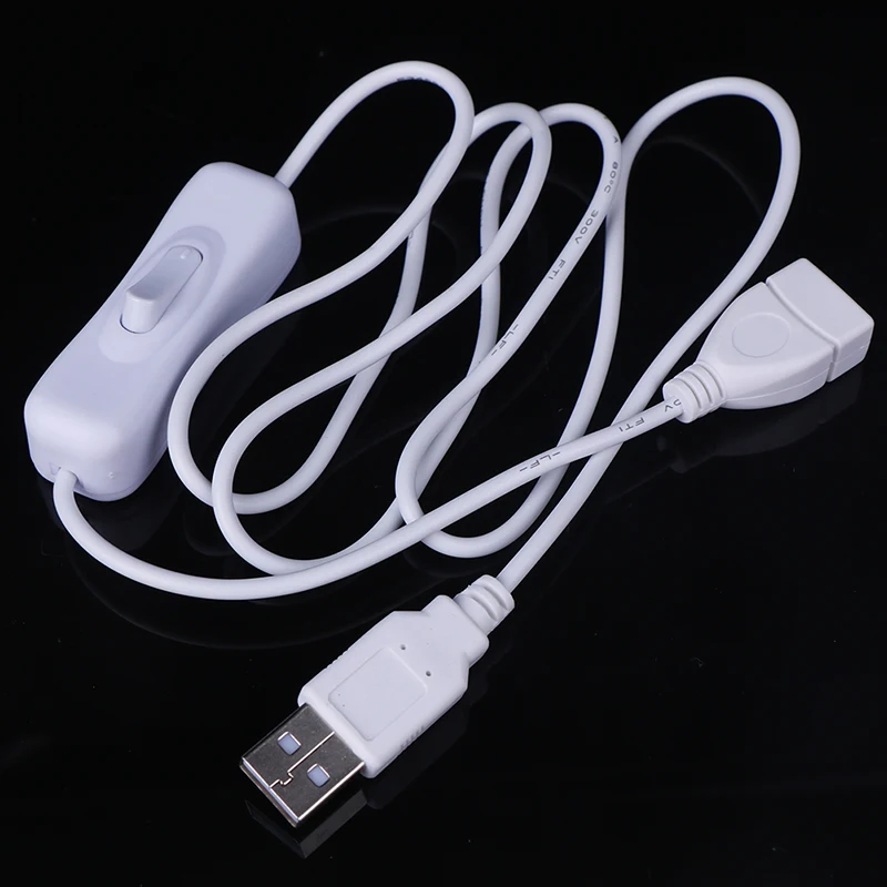 White High Quality 1M USB Cable With Switch ON/OFF Cable Extension Toggle For USB Lamp USB Fan USB Extension Cable