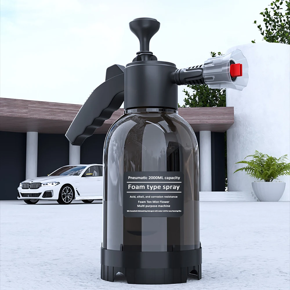 2L Hand Pump Foam Sprayer tools with 3 Types of Nozzle Hand Pneumatic Foam Cannon Snow Foam Car Wash Spray Bottle Car Window