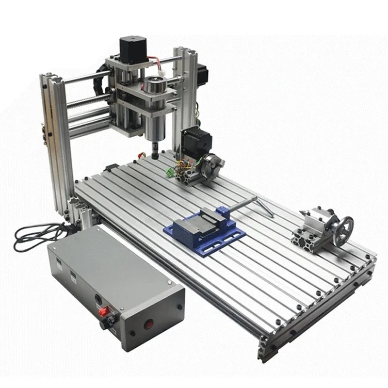 DIY MINI CNC Router 3020 3/4 Axis Wood Engraving Machine 3040 Milling Lathe Metal Carving 220V 400W USB With Drills Cutters