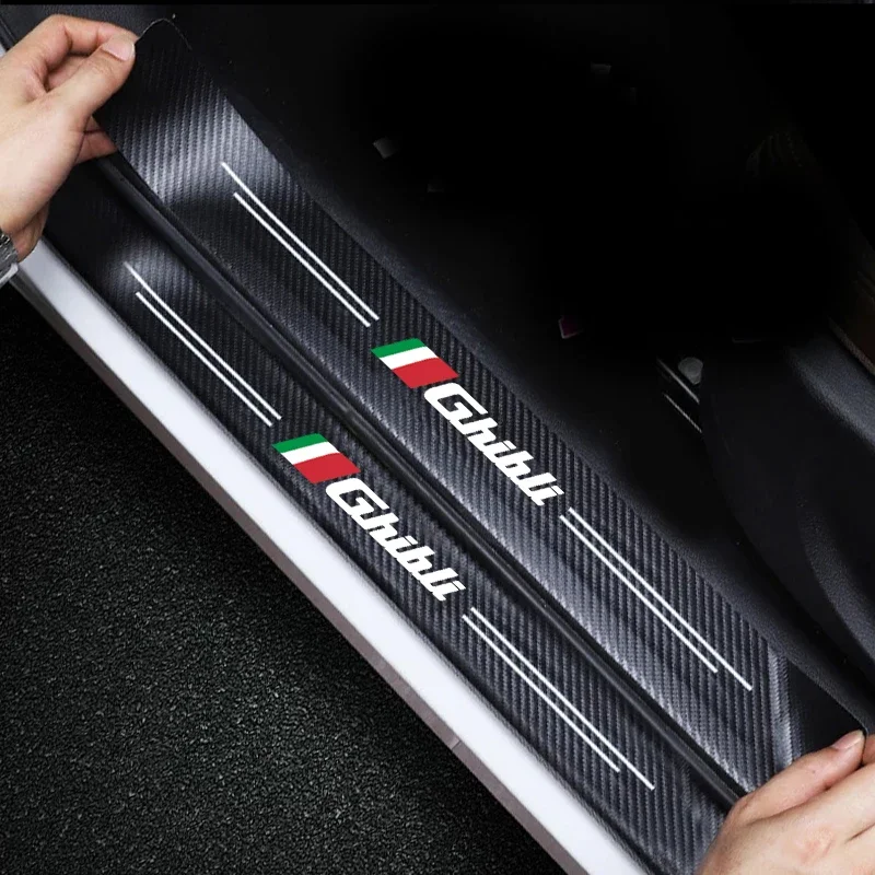 Car Door Threshold Anti Scratch Strip Tape for Maserati Ghibli Emblem Rear Trunk Sill Protective Film Stickers Accessories