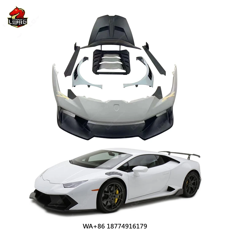 

V Style Carbon Fiber Body Kit for LP610 Huracan Front Rear Bumper Side Skirts Fender Spoiler Engine Hood