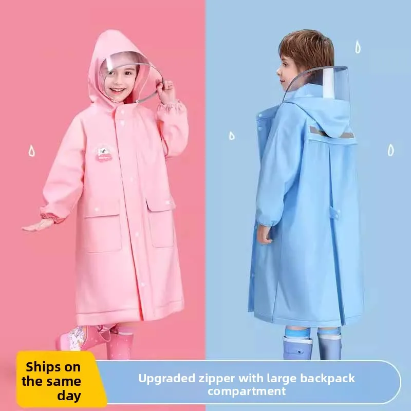 

Thiened Children's Raincoat Waterproof School Bag Included Full Body Raincoat for Elementary School Boys And Girls