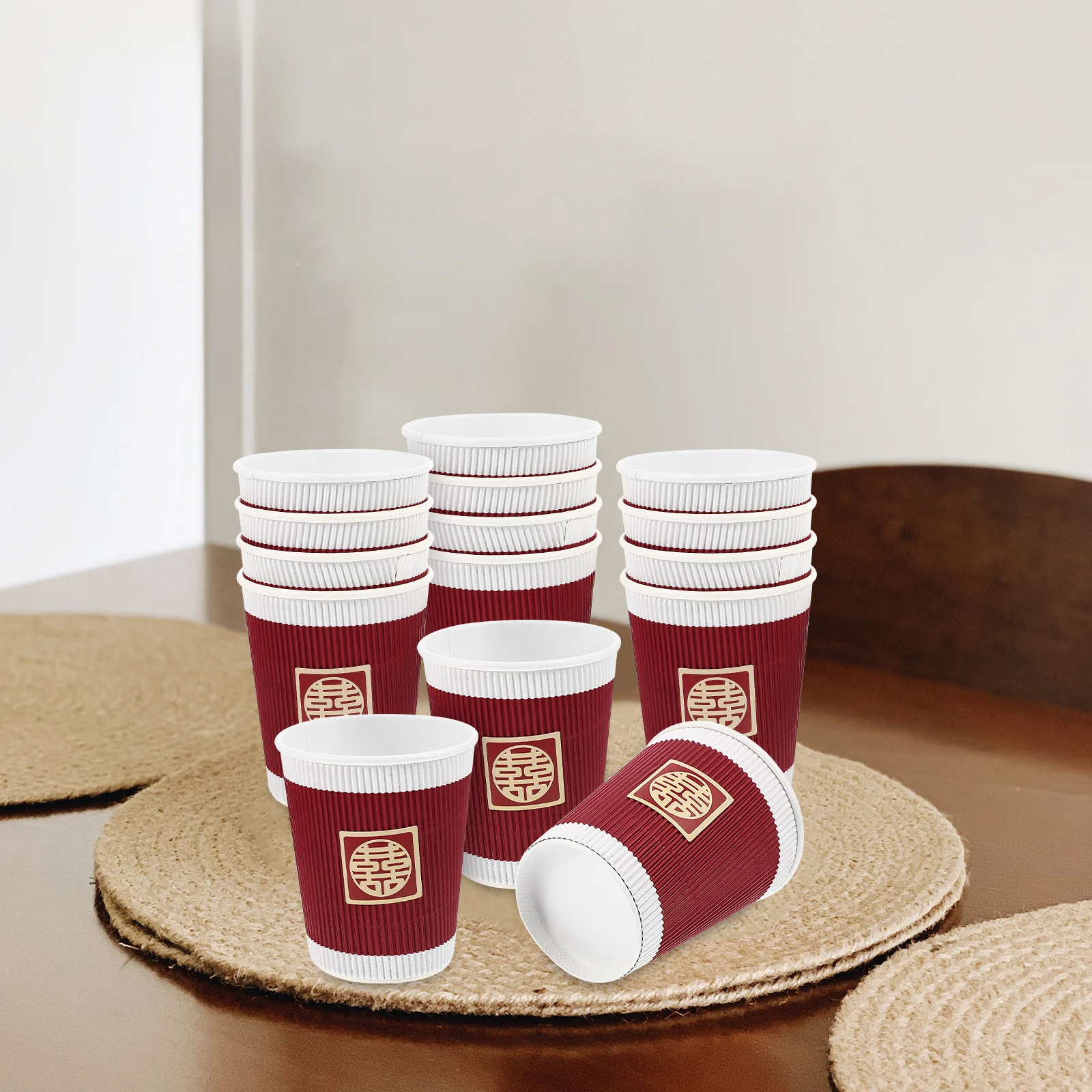 

20pcs Thickened Wedding Cups Disposable Paper Drinking Cups for Party Outdoor Banquet Chinese Kitchen Bar Supplies
