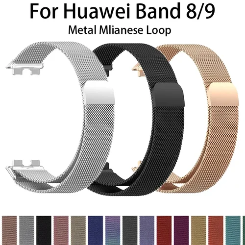 Bucle magnético milanés para Huawei Band 8 9, pulsera, correas de reloj inteligente, correa de repuesto, correa de Metal, correas Huawei Band 8 9