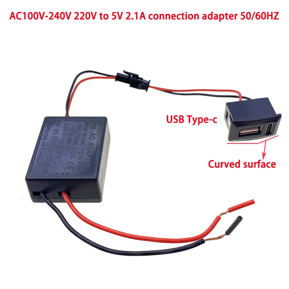 13pcs USB Female Base Type-C Double-Layer Socket USB A Female Lamp Charging Socket Power Socket with Cable Connector